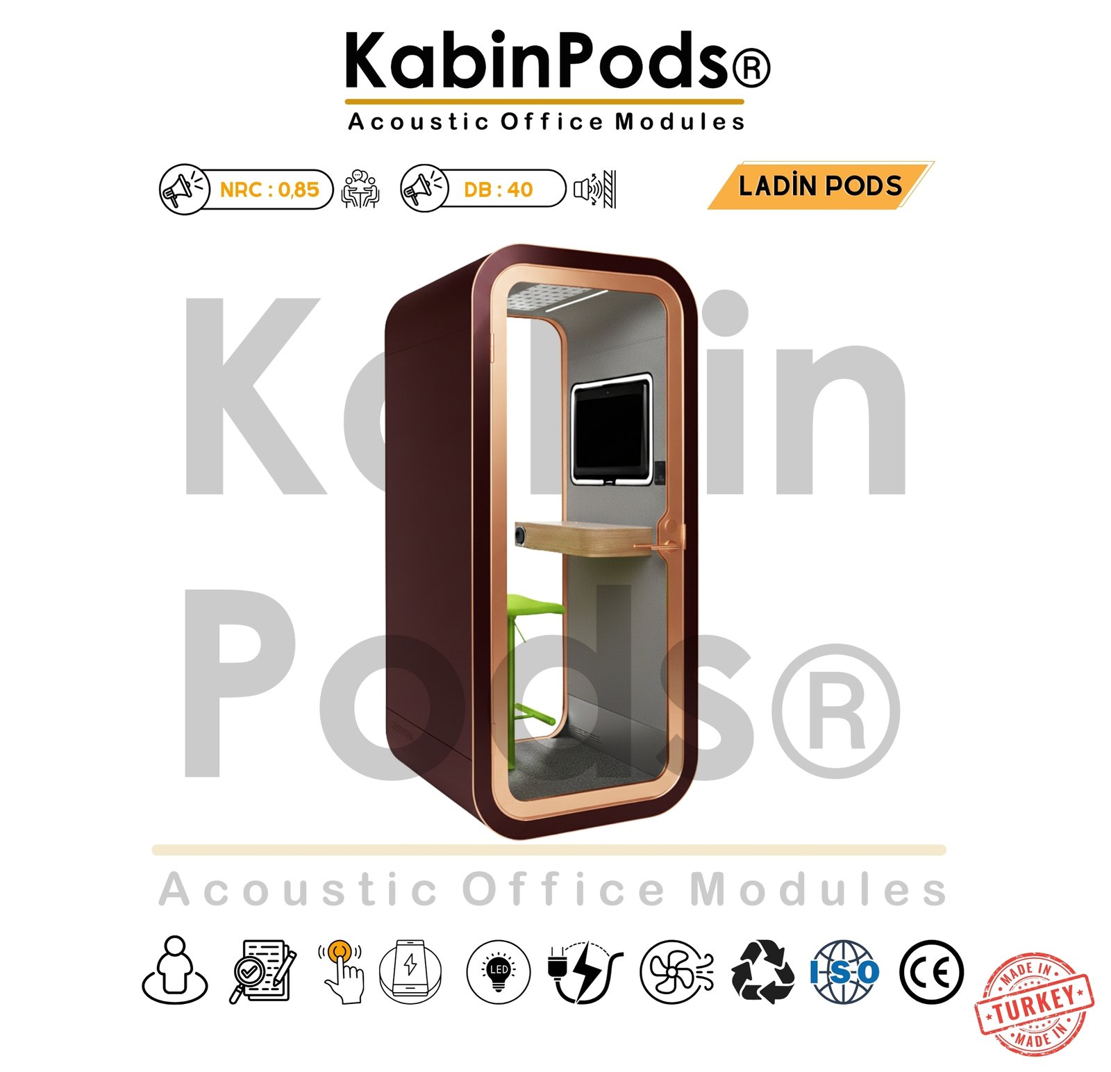 Telefon Kabini - 2. Görsel - Akustik Telefon Görüşme Kabini Modelleri ve Özellikleri